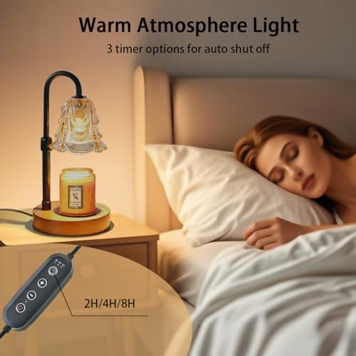 Candle Warmer Lamp with Timer Dimmer Adjustable Height for New Home House Bedroom Decor,Wax Melt Warmer with 2 Bulbs for Jar Candles, Gifts for Mom Women Friend Sister Mothers Day Birthday | Black - Image 7