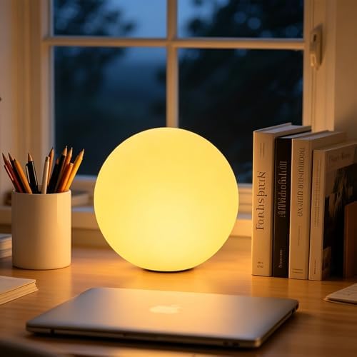 LED Glowing Ball Light, 8-in RGB Color Changing LED Orb Night Light for Kid by KEROVI