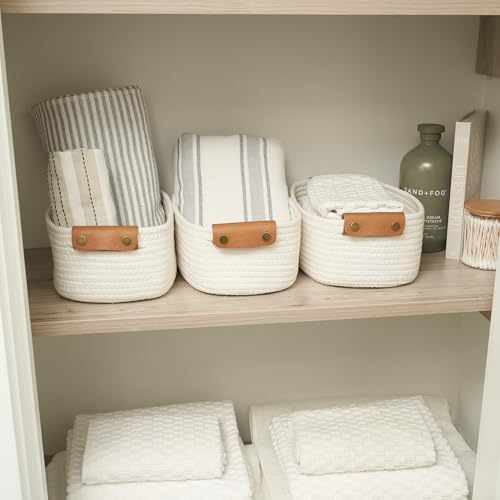 Beautiful Storage Basket Set of 3 - Sturdy Rope Baskets for Shelves - Image 2
