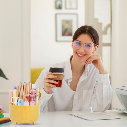 SKYDUE 360 Degree Rotating Desk Organizer, Dual-Purpose Pencil Pen Holder, Rotating Desk Pen Organizer with 5 Slots, Pencil Cup for Office, School, Home - Image 7