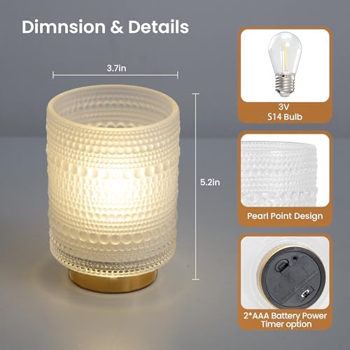 Battery Operated Lamp with Timer, Cordless Table Lamps with LED Warm Bulb - Image 2
