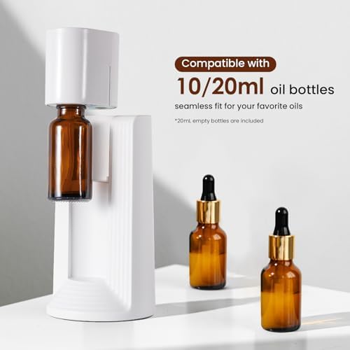 Waterless Essential Oil Diffuser, Portable Aromatherapy Diffuser, Fit for 10-20mL Essential Oil Bottles, 3 Timer & 3 Mist Level, Rechargeable Mini Scent Diffuser for Home, Room, Car and Office (White) - Image 6