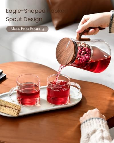 ZENS Magnetic Glass Teapot with Infuser and 2 Cups for Loose Tea, 34oz - Image 3