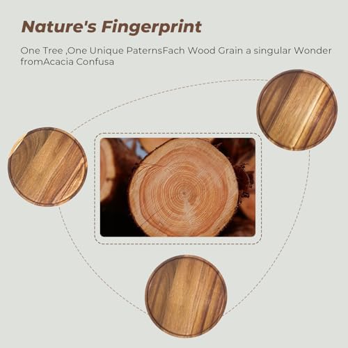 11.5 Inches Round Acacia Wood Tray, Decorative Serving Tray for Home Decor, Coffee Table, Kitchen, Dining Room, Candle Tray, Appetizer Board - Image 5