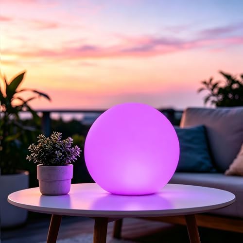 10-in LED Ball Light, Dimmable RGB Color Changing LED Globe Orb Mood Light by KEROVI