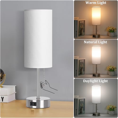 Dott Arts Table Lamp for Bedroom, 3-Color Bedside Lamps with Pull Chain - Image 2