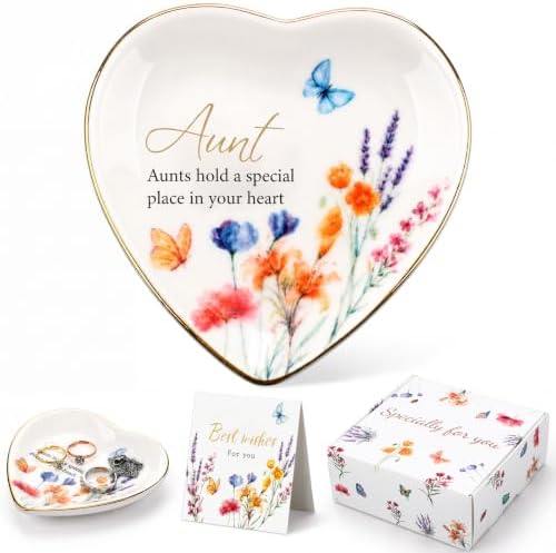 Qinyoung 3 Pcs Aunt Gifts for Women, Heart Shaped Jewelry Dish by Qinyoung