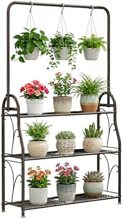 SORCEDAS Plant Stand Outdoor Indoor 3 Tier Metal with Hanging by SpecialYourHome