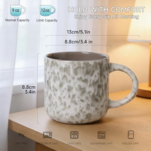 MONITO 12OZ Coffee Mugs Set of 4, Modern Ceramic Coffee Mug Set with Handle - Image 2