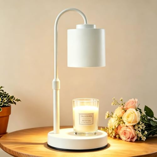 CASTLELIFE Dimmable Candle Warmer Lamp with Timer, Height Adjustable Candle Warmer for Jar Candles, Electric Wax Melt Warmer for Home Decor House Warming Gifts, Birthday Gifts for Women, White by CASTLELIFE