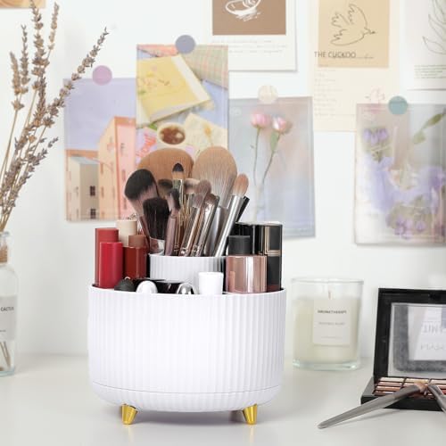 SKYDUE 360 Rotating Organizer - Dual-Purpose Pen & Pencil Holder with 5 Slots, Suitable for Office, School, or Home (White) - Image 5