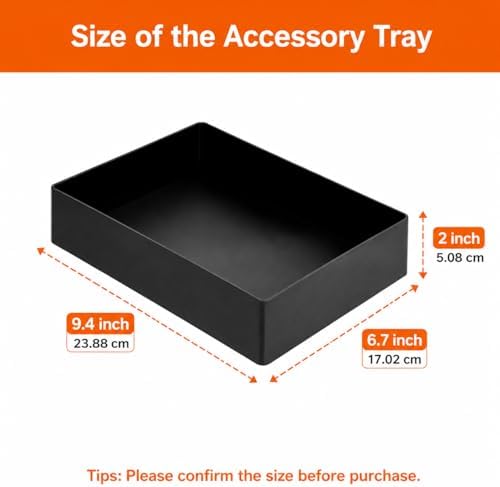 Amazon Basics Rectangular Plastic Desk Organizer with Storage Trays, Accessory Tray for Office Supplies and Pen Holder, 9.4 x 6.7 x 2 inch, Black - Image 3
