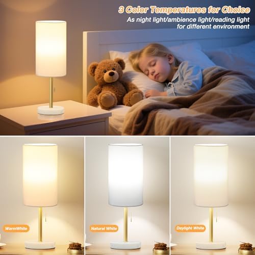 Dicoool 17" Bedside Table Lamp for Bedroom, Marble Desk Lamp with USB Ports - Image 3