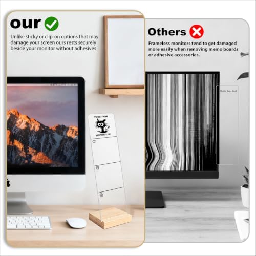 Monitor Memo Board with Removable Wooden Base Acrylic Portable Sticky Note Holder, It's Fine I'm Fine Everything is Fine Logo Office Desk Desk Set Sticky Notes 100 Sheets - Image 3