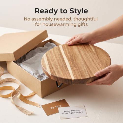 WILDMOS Decorative Round Wood Riser for Display,Pedestal Tray for Home or Kitchen and Bathroom Countertop Organizer,Farmhouse Kitchen Counter Decor Tray. (12-inch) - Image 6