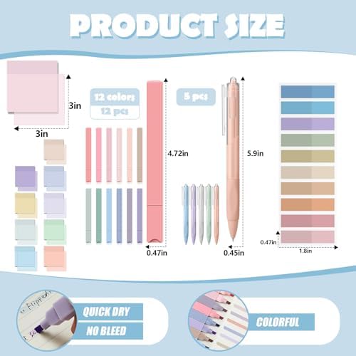 Jutom 39 Pcs Aesthetic Book Annotation Kit,Mint Green,Cute Style - Image 3
