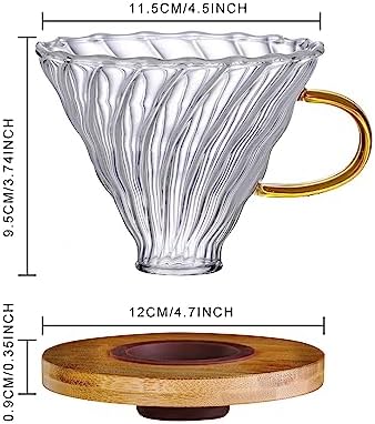 Gute Glass Pour Over Coffee Dripper 1-4 Cups with Bamboo Stand & Handle - Image 2