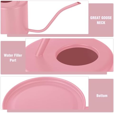 Plant Watering Can, 50 oz / 1500 ml Stainless Steel Metal - Modern Decorative with Long Spout for Indoor Potted Plants, Bonsai, Garden Flowers, Pink - Image 5