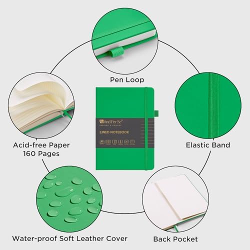 &And Per Se Lined Journal Notebook, 160 Pages, A5 5.7 x 8 inches College Ruled Thick Paper Notebook Journals for Writing, Hardcover Notebooks for Women Men Office School (1 Pack, Emerald) - Image 5