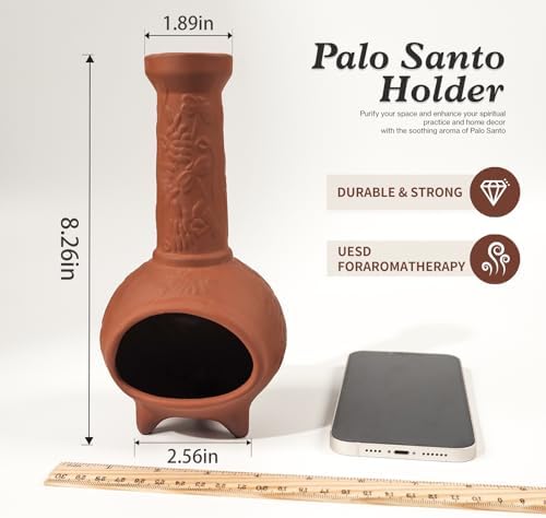 MOUGIGI Handmade Terracotta Palo Santo Holder, Mini Chiminea Incense Dish - Image 2