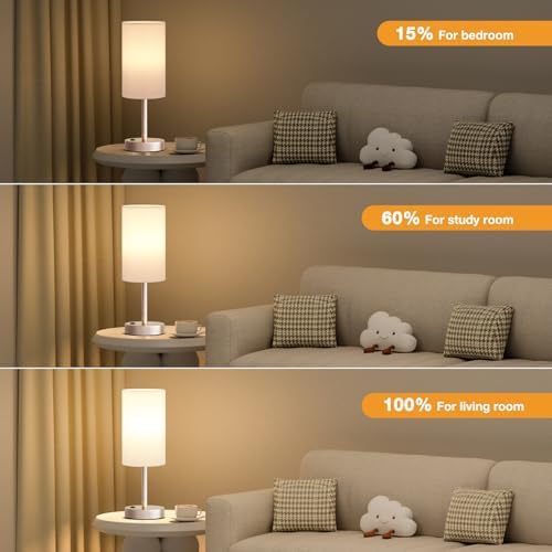 17.4" Antique White Lamp for Bedroom - Dimmable Touch, USB A+C, AC Outlet - Image 3
