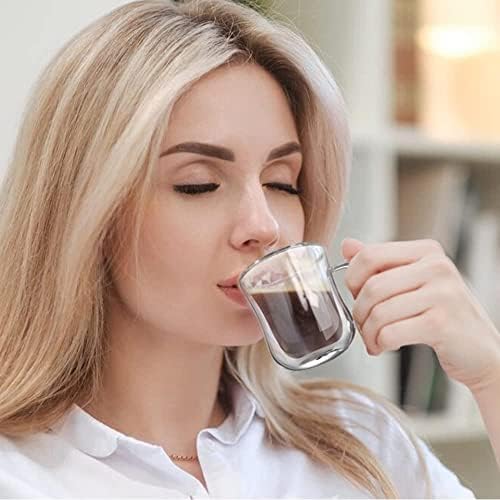 ecooe Espresso Cups 4 Oz Double Walled Glasses Coffee Mugs Set of 2 120 ml - Image 4