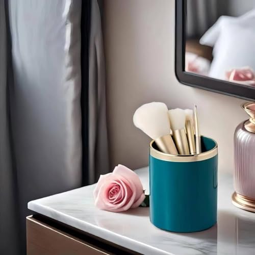 Ceramic Pen Holder for Desk Cute Office Supplies Cubicle Decor Kawaii Workspace Accessories Boho Makeup Organizer for Women Girls Pencil Cup Aesthetic Rotating Caddy for Home Office (Light Green A) - Image 6