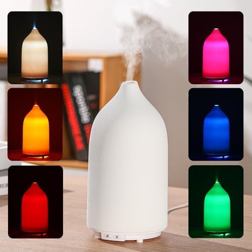 Aroma Diffuser,500ML Ceramic Ultrasonic with 7-Color LED Light，Essential Oil Diffuser for Home ，Quiet Cool Mist Diffuser for Bedroom, Office - Image 3