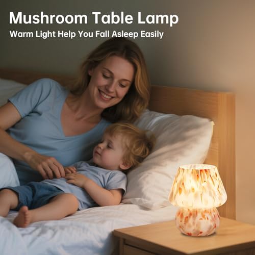 Dawnwake Mushroom Lamp Small Lamp Table Lamp for Bedroom, Desk Bedside Lamps for Living Room,Mushroom Decor Cute Mini Modern Mid Century Lamps for Night Stands,Aesthetic Home Deco (Flame Amber) - Image 4