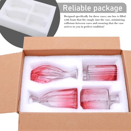 Glass Bud Vases Set of 4, Small Pink Flower Vases for Wedding Centerpieces - Image 7