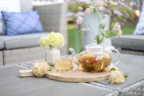Teabloom Blossoms Glass Teapot – Stovetop and Microwave Safe Borosilicate Glass Teapot with Removable Loose Tea Glass Infuser (32 Oz) - Tea Purist's Choice - Image 2