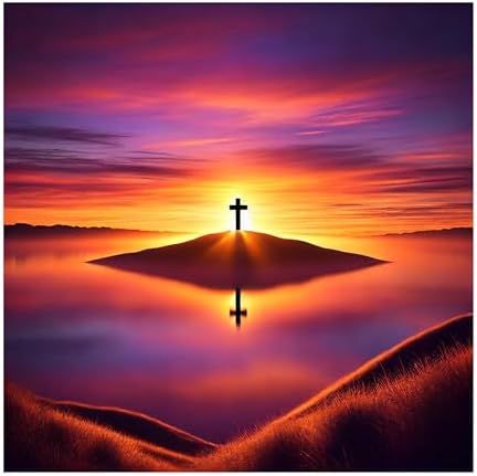 Jesus Diamond Art Kit Sunset Cross 5D Full Round Drill DIY Wall Decor 12x16 by ModernMerch