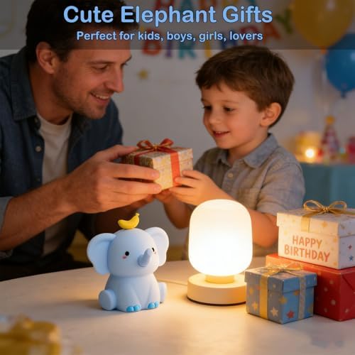 Elephant Lamp, Elephant Cute Night Light Gifts, Rechargeable Bedside Nightlight, Dimmable Squishy Silicone Animal Touch Lamp, Baby Room Decor, Small Night Light for Kids Teens Boys Girls Lovers - Image 6