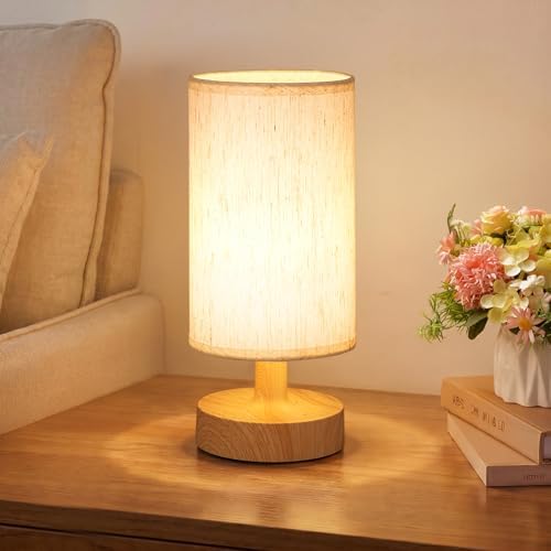 Kakanuo Cordless Table Lamp Rechargeable Small - 1 Pack Beige Wood, 4000mAh Battery Operated Lamp with Touch Control Stepless Dimming, Wireless Lamp for Bedside, Nightstand, Bedroom, Living Room by KakanuoLightings