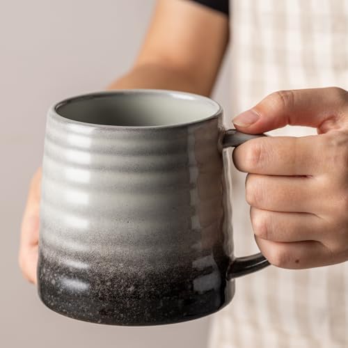 15.5oz Large Heavyweight Ceramic Mug, Reactive (Grey-Black) - Image 2