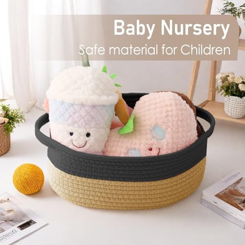 JMvicyroam Small Woven Basket, Empty Gift Basket, Black&Jute/1 Pack - Image 5