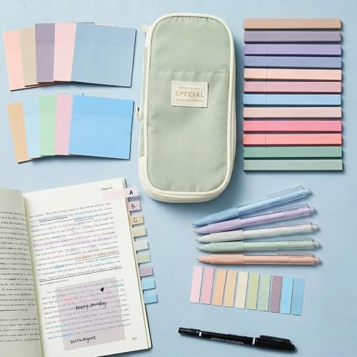 Jutom 39 Pcs Aesthetic Book Annotation Kit,Green,Cute Style - Image 6