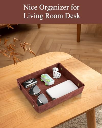 CASIRENA Faux Leather Valet Tray Organizer for Men - Catch-All Tray for Entryway Table Key, Wallet, Watch, Coin Change, Phone, Dresser EDC Dump Jewelry, Bedside Nightstand Desk-top - Image 5