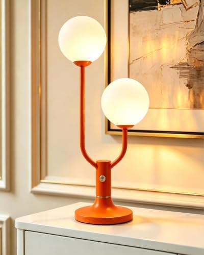 Lightdot Orange Table Lamp Dimmable Vintage Globe Lamp G9 2 Bulbs Included by LightdotLighting