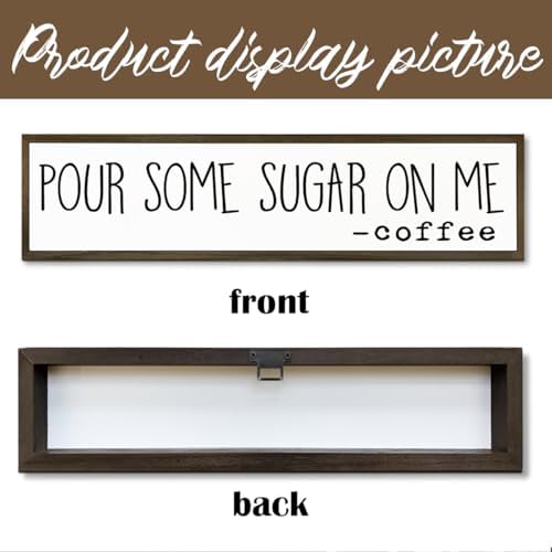 Coffee Wood Sign, Humorous Coffees Decoration for Home Kitchen Cafe Coffee Station, Modern Farmhouse Wooden Decor, Decorative Wooden Table Signs, Pour Some Sugar On Me Sign, 17.8x4x1.2 inches - Image 3