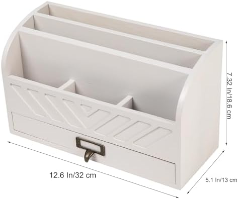 Solid Wooden Desk Drawer Organizer Desktop File Sorter,Desktop Mail Organizer with Handle For Office Supplies,Office Desk Accessories & Workspace Organizers for Home Organization (white) - Image 5