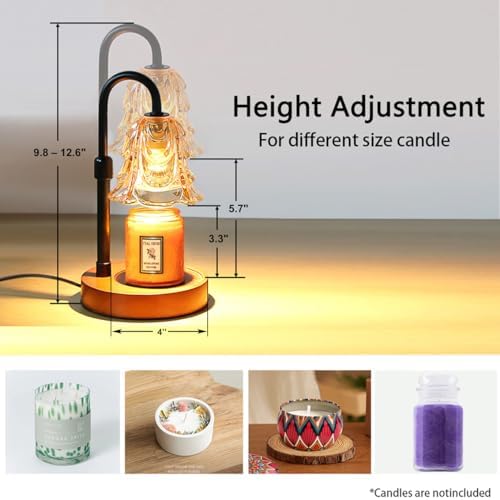 Candle Warmer Lamp with Timer Dimmer Adjustable Height for New Home House Bedroom Decor,Wax Melt Warmer with 2 Bulbs for Jar Candles, Gifts for Mom Women Friend Sister Mothers Day Birthday | Black - Image 4