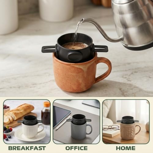 Pour Over Coffee Dripper Foldable,Stainless Steel Coffee Filter,Metal Mesh Coffee Filters Reusable,Portable Backpacking Manual Coffee Maker Single Cup - Image 6