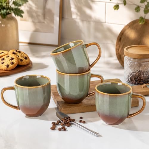 theterra Ceramic Coffee Mugs Set of 6, 12 oz Coffee Cups with Handle - Image 4