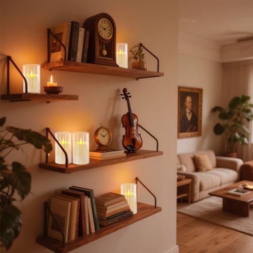 wemarry Flameless Candles Acrylic Glass Pillars 3" D x 6" H Battery Operated Flickering Candles Include 8-Key Remote with Timer Function 400+ Hours (Pure White, Warm Light 2 Pack) - Image 5