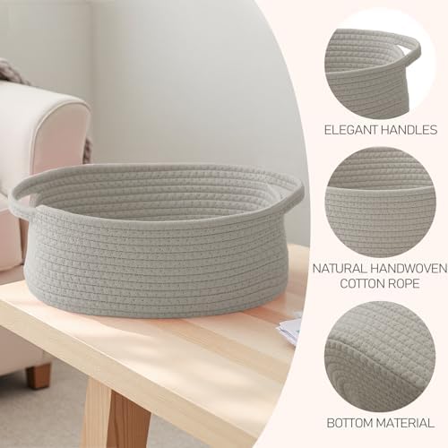 JMvicyroam Small Woven Basket, Empty Gift Basket, Grey/1 Pack - Image 3