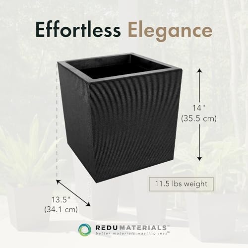 Tierra Verde Self-Watering Planter, Citadel Horizon, 13.5"x14", Black - Image 4