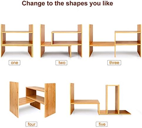 Sorfity Adjustable Desktop Bookshelf, Desk Organizer Display Shelf Counter Top Bookcase Free Style Display Shelf Rack Office Supplies Storage Shelf Book Multipurpose Bookshelf for Office Kitchen - Image 4