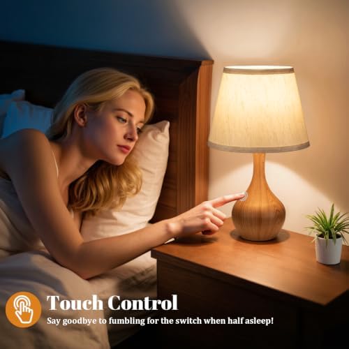 16.1" Touch Table Lamp for Nightstand, Dimmable Small Bedroom Lamp Set of 2 - Image 3