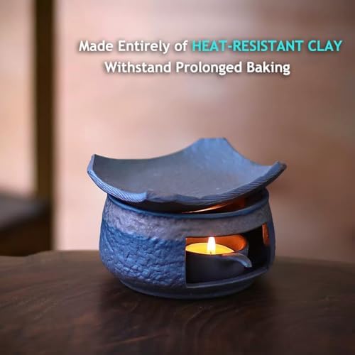 Ceramic Aromatherapy Burner — Candle Warmer for Herb, Natural Oil Fragrance Diffuser & Teapot Warmer, for Home Fragrance, Meditation, and Relaxation (D3-Hemp Rope Inner-Eared Baking Dish) - Image 4